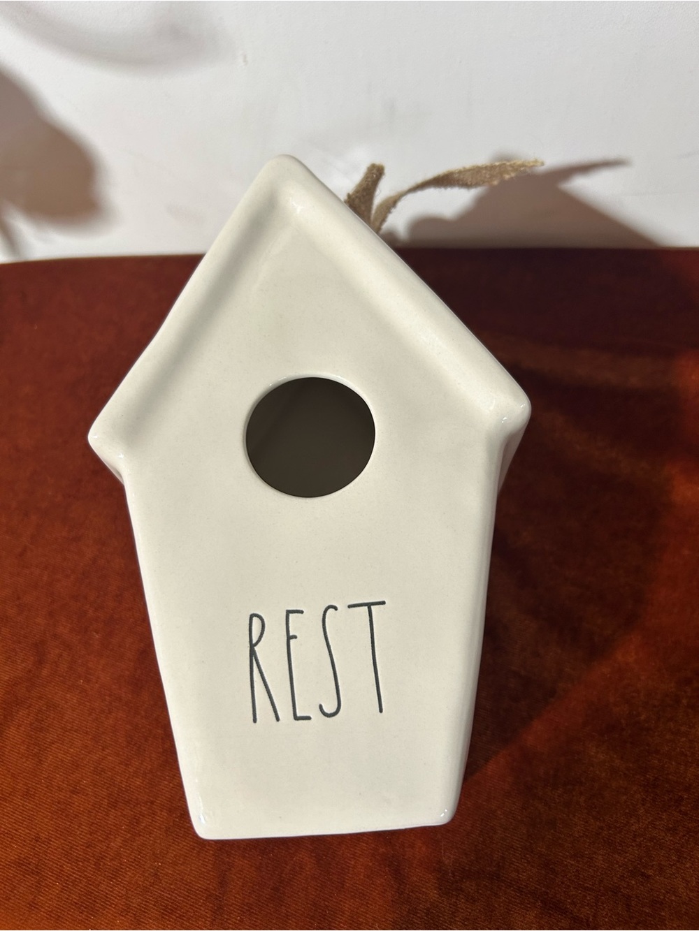 Rae Dunn White Ceramic Birdhouse with REST Script - Picture 6 of 7